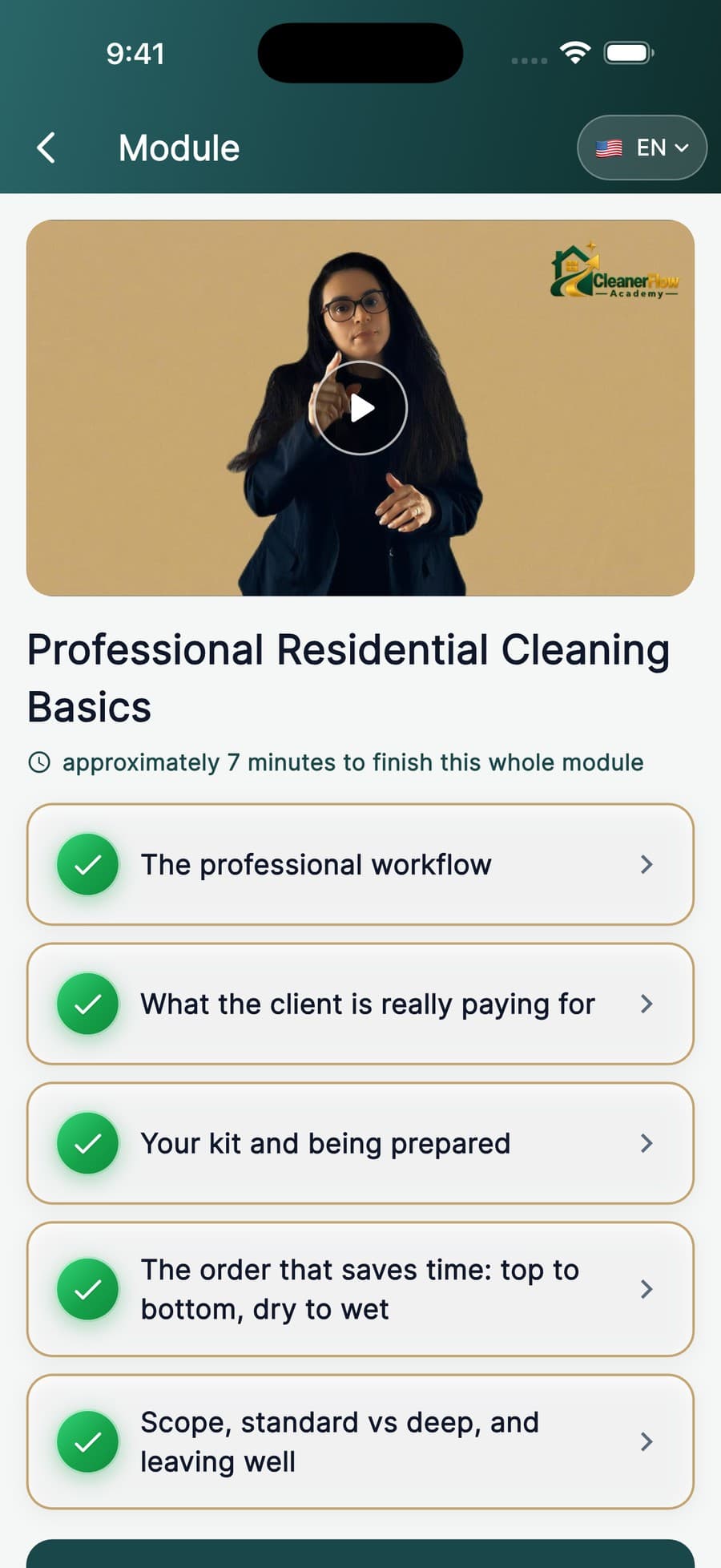 You already know how to clean. Here you prove it.