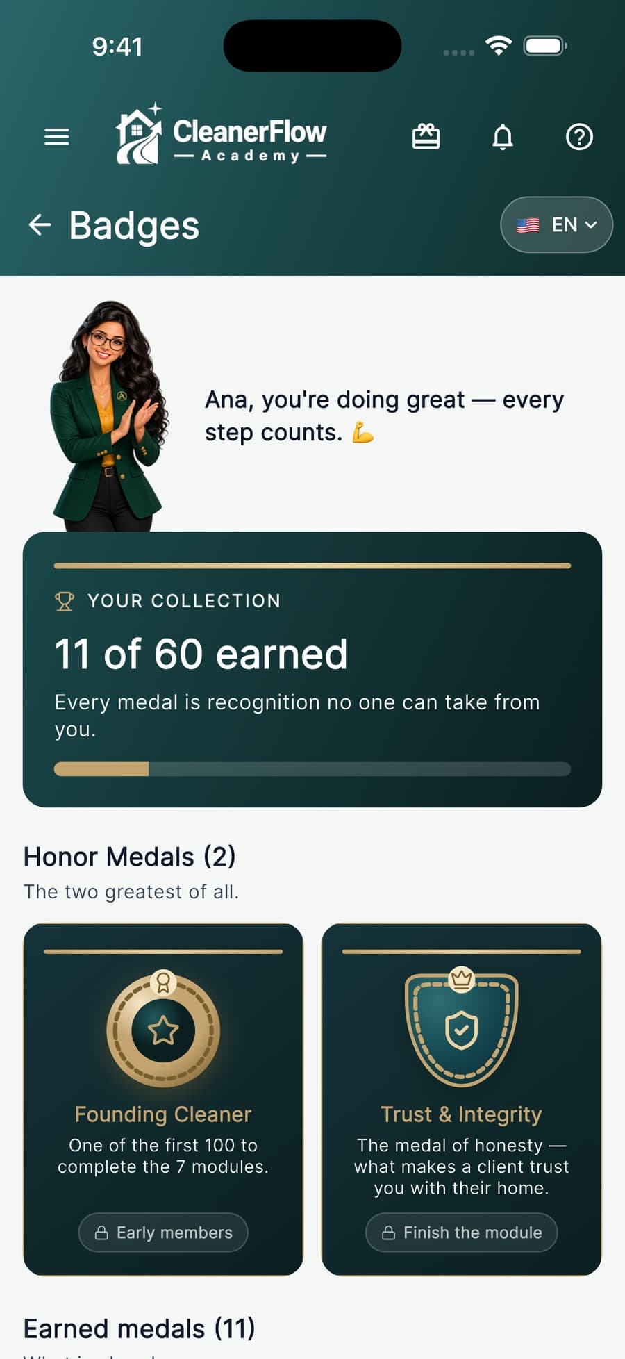 Every specialty you master becomes a badge.